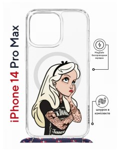 Чехол на iPhone 14 Pro Max MagSafe Kruche Print Tattoo Girl с магнитом со шнурком