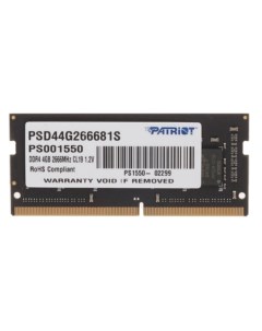 Оперативная память Patriot Memory SL PSD44G266681S 4 GB 1 шт DDR4 1x4Gb 2666MHz Patriot memory