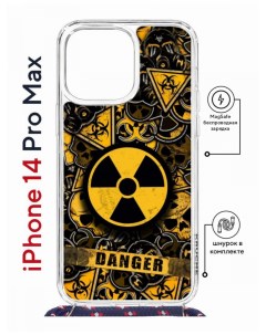 Чехол на iPhone 14 Pro Max MagSafe с принтом Kruche Print Danger с магнитом со шнурком