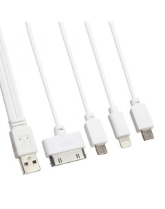 USB кабель LP 4 в 1 для Apple 30 pin Apple Lightning 8 pin MicroUSB Type C белый длина Liberty project