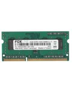 Оперативная память 4Gb DDR III 1600MHz SO DIMM FL1600D3S11S1 4G Foxline