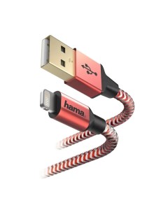Кабель 178299 USB Lightning MFI в оплетке 1 5 м красный Hama