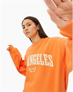 Оранжевый свитшот superoversize с принтом Los Angeles Gloria jeans