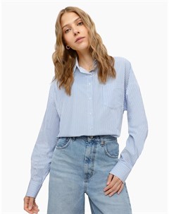 Голубая рубашка oversize в полоску с нагрудным карманом Gloria jeans