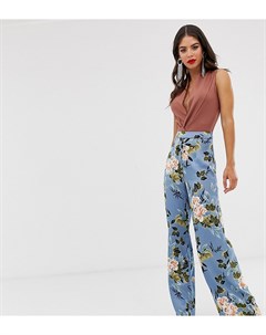 Широкие атласные брюки с цветочным принтом Missguided tall