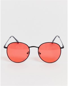 Круглые солнцезащитные очки в красной металлической оправе New look
