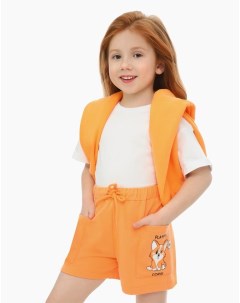 Оранжевые шорты с карманами и принтом для девочки Gloria jeans