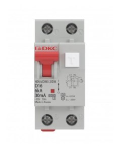 Автоматический выключатель дифф тока АВДТ MDR63 21C10 A 6kA тип характеристики C 1P N 10A тип A 2 мо Dkc