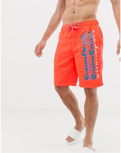 Оранжевые пляжные шорты с логотипом Superdry