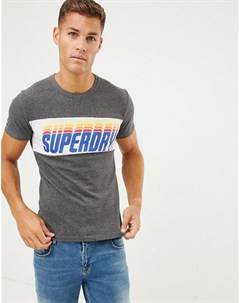 Серая футболка с логотипом и вставкой Superdry