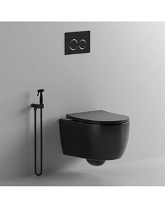Унитаз подвесной Oglio Aria MB CT9239 безободковый, с сиденьем микролифт, черный матовый Ceruttispa
