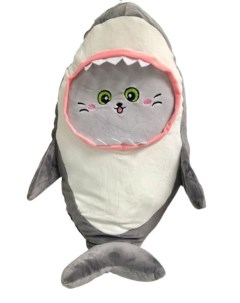 Мягкая игрушка Кот Акула Kitty shark 60 см серая серый Plush story