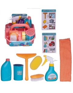 Игровой набор ABtoys Помогаю маме Генеральная уборка розовый 10 предметов Junfa toys
