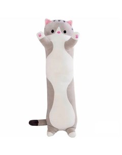 Мягкая игрушка кот Батон подушка кот Багет плюшевый серый 90 см Panawealth