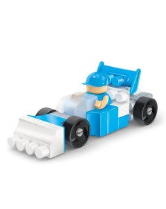 Гоночная машина конструктор Пит Стоп белый голубой 809b Кроха