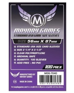 Протекторы для настольных игр Mayday Standard USA Game Size 56x87 100 штук Mayday games
