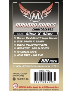 Протекторы для настольных игр Mayday Roman Card Sized Tribune 49x93 100 штук Mayday games