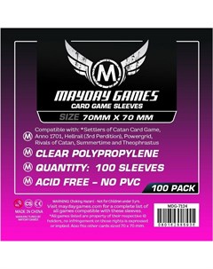 Протекторы для настольных игр Mayday Small Square Card 70x70 100 штук Mayday games