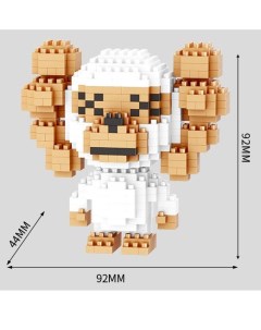 Конструктор 3D из миниблоков Kaws обезьянка белая 445 элементов BA18261 Balody