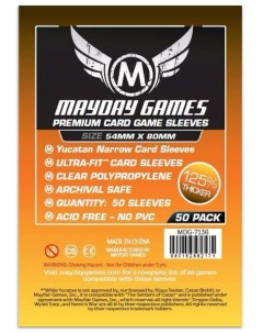 Протекторы для настольных игр Mayday Premium Yucatan Narrow Card Game 54x80 50 штук Mayday games
