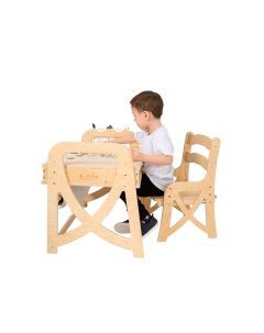 Детский деревянный комплект растущая мебель стол стул бежевый Я-егоза