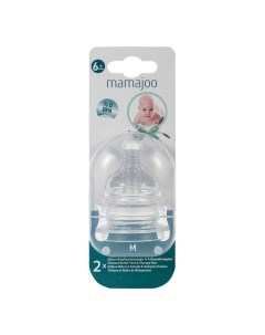 Соска силиконовая для бутылочки 6 M Anti colic Bottle Teats 2 шт Mamajoo