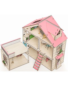 Кукольный домик Особняк с пристройкой и мебелью M-wood