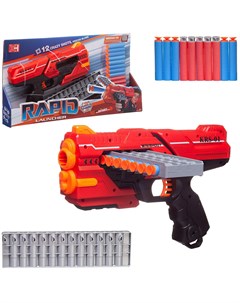 Бластер игрушка Junfa космический с горизонтальной обоймой 16 пуль WG 11216 красный Junfa toys