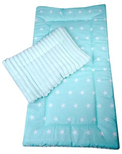 Комплект в коляску матрасик подушка цвет мятный Bambola
