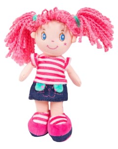Кукла с розовыми волосами в джинсовой юбочке мягконабивная 20 см Abtoys