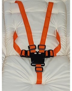 Пятиточечный ремень безопасности чёрная пряжка оранжевые лямки 100342 Студия стрекоза