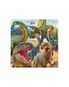 Издательство Пазл фигурный на подложке 80 деталей Динозавры 30х30 5 см Геодом