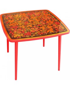 Стол квадратный Осень с хохлом росписью Ягода Цветок 650x650x460h Хохлома