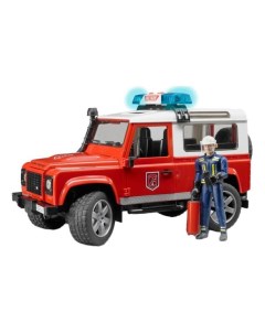 Внедорожник Land rover defender station wagon пожарная с фигуркой Bruder