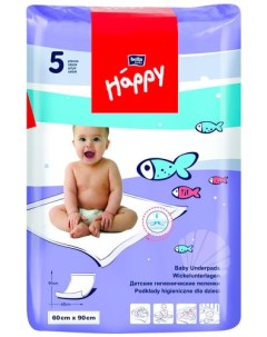 Пеленки одноразовые Baby Happy 60х90 см 5 шт Bella