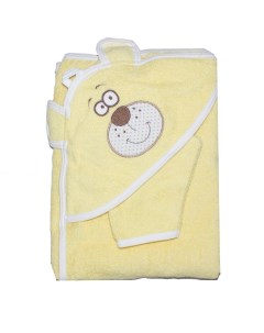 Полотенце уголок махровое с вышивкой Мишка 100 110 К24 1 желтый Осьминожка