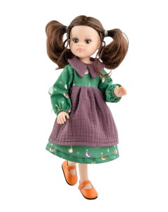 Кукла Ноэлия в зеленом платье с передником 32 см шарнирная Paola reina