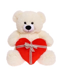 Мягкая игрушка Медведь Мартин 65см молочный с сердцем Fixsitoysi