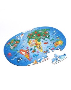 Фигурный пазл Карта мира Животные Toysib