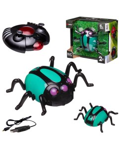 Интерактивная игрушка JUNFA Жук зеленый р у ползает по стенам зарядное устройство свет Junfa toys