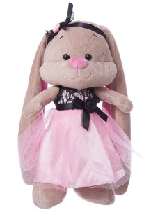 Мягкая игрушка Зайка Лин в розово черном платьице 25 см JL 006ST 25 КСО Jack&lin