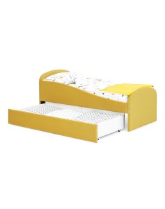 Детская мягкая кровать с ящиком Letmo горчичный велюр Бельмарко