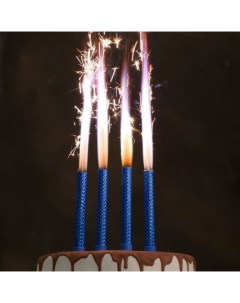 Набор тортовых свечей Голубой Фонтан 12 см без дыма 30 сек голубые Nobrand