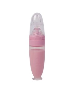 Бутылочка для кормления малышей с ложкой дозатором 90 мл 0 силикон розовый Baby nice