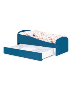 Детская мягкая кровать с ящиком Letmo морской велюр Бельмарко