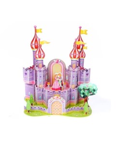 Картонный 3D мини пазл Фиолетовый замок 34 детали Zilipoo
