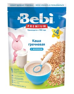 Каша Premium молочная гречневая с 4 месяцев zip пакет 200 г Bebi