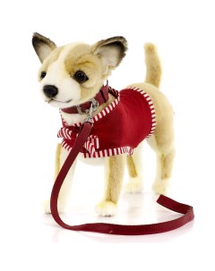 Реалистичная мягкая игрушка Собака чихуахуа в красной майке 27 см Hansa creation