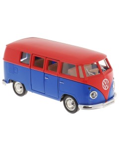 Автобус металлический Volkswagen Type 2 Transporter красный синий 1 32 Rmz city