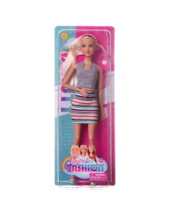 Кукла Defa Lucy Модная девушка в серой кофте и радужной полосатой юбке 28см Junfa toys